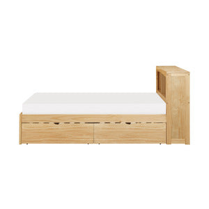 BartlyTwin Bookcase Platform Bed with Storage Boxes NATURAL