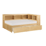 Bartly Twin Bookcase Corner Platform Bed with Storage Boxes