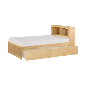 BartlyTwin Bookcase Platform Bed with Storage Boxes NATURAL