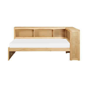 Bartly Twin Bookcase Corner Platform Bed NATURAL