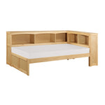 Bartly Twin Bookcase Corner Platform Bed NATURAL