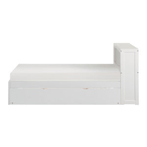 GalenTwin Bookcase Platform Bed with Twin Trundle. WHITE