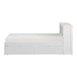 GalenTwin Bookcase Platform Bed with Storage Boxes WHITE