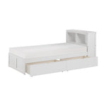 GalenTwin Bookcase Platform Bed with Storage Boxes WHITE