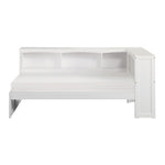 Galen Twin Bookcase Corner Platform Bed WHITE