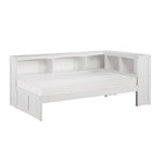 Galen Twin Bookcase Corner Platform Bed WHITE