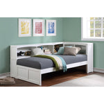Galen Twin Bookcase Corner Platform Bed WHITE