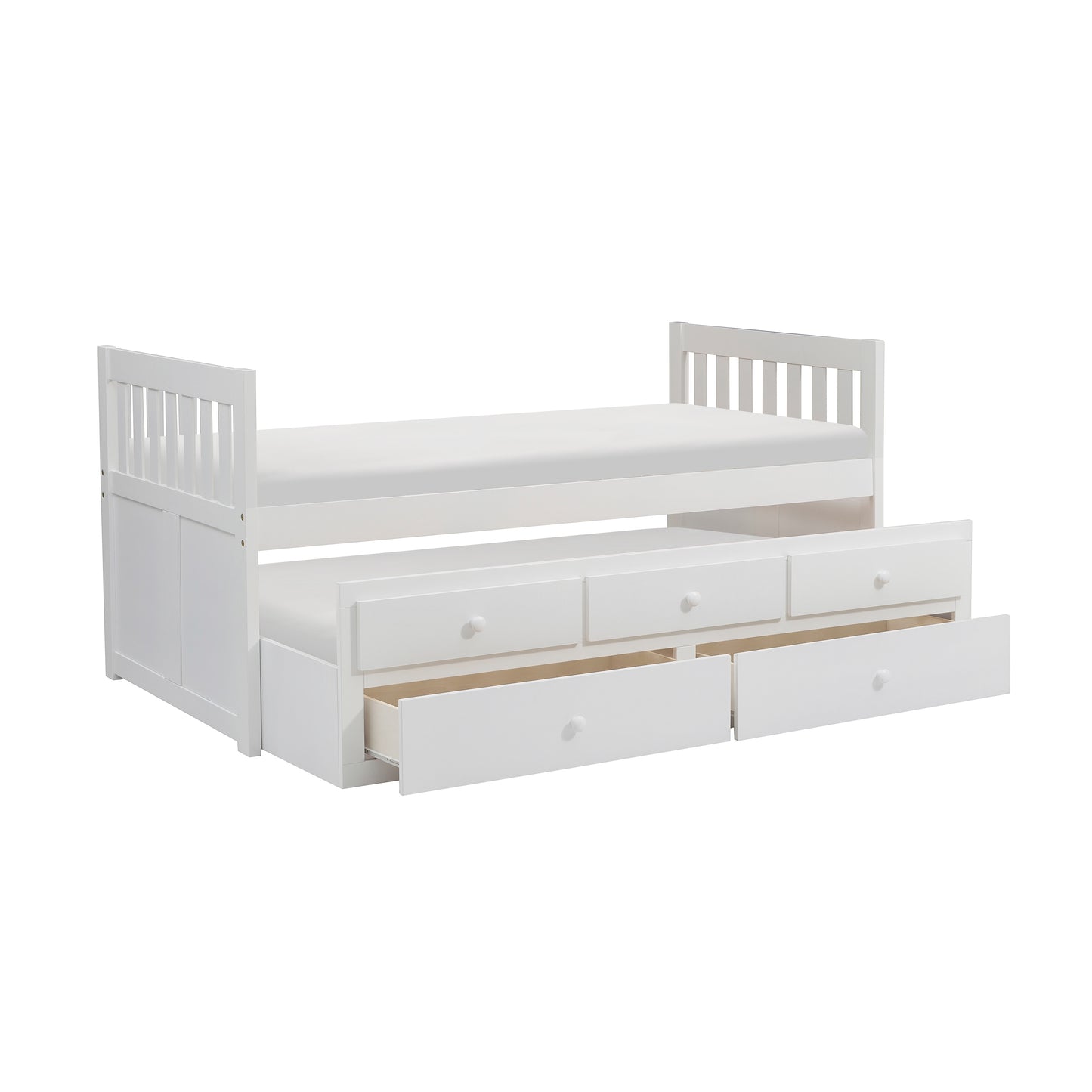 Galen Twin/Twin Trundle Storage Platform Bed WHITE