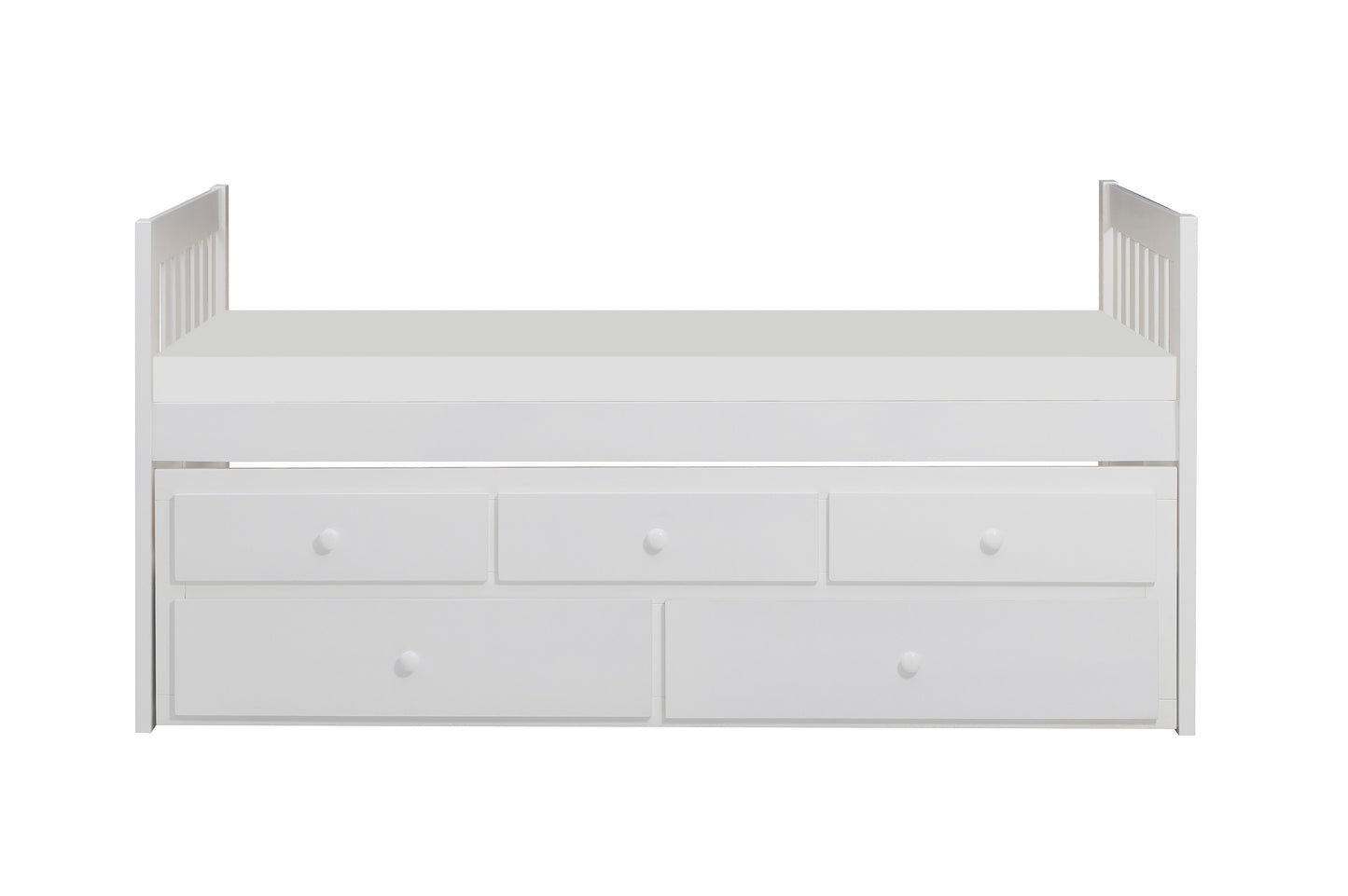 Galen Twin/Twin Trundle Storage Platform Bed WHITE