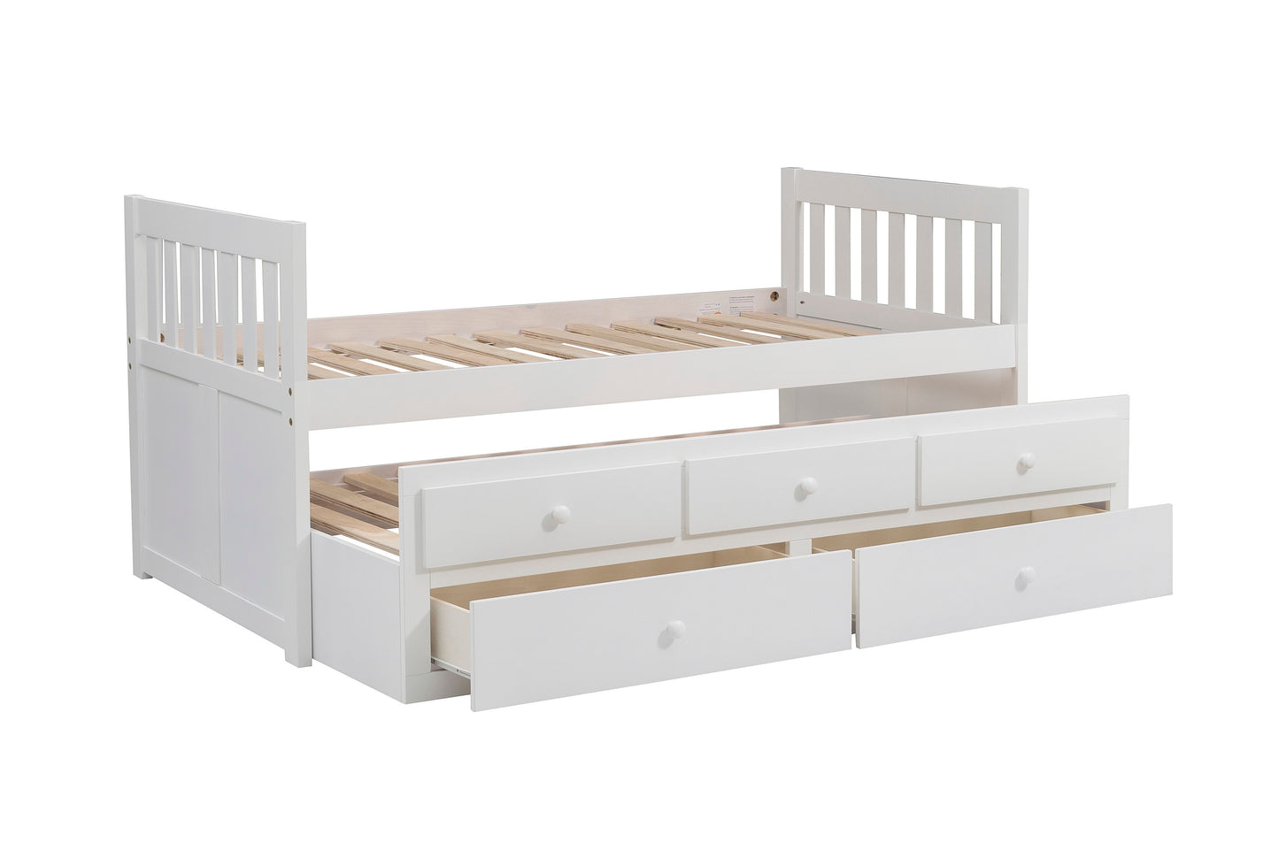 Galen Twin/Twin Trundle Storage Platform Bed WHITE