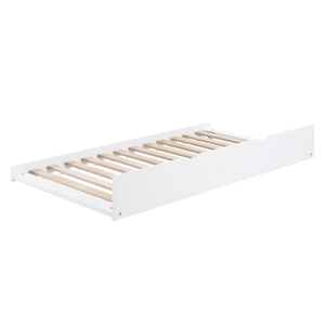 Galen Twin Bookcase Corner Platform Bed with Twin Trundle WHITE