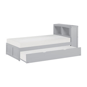 OrionTwin Bookcase Platform Bed with Twin Trundle GREY