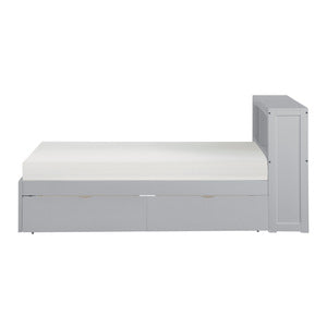 OrionTwin Bookcase Platform Bed with Storage Boxes GREY