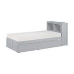OrionTwin Bookcase Platform Bed with Storage Boxes GREY