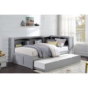 Orion Twin Bookcase Corner Platform Bed with Twin Trundle
