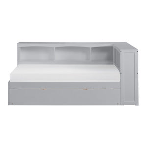 Orion Twin Bookcase Corner Platform Bed with Twin Trundle