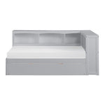 Orion Twin Bookcase Corner Platform Bed with Twin Trundle