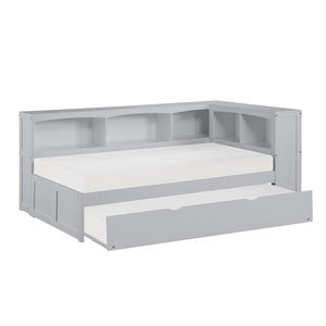 Orion Twin Bookcase Corner Platform Bed with Twin Trundle