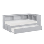 Orion Twin Bookcase Corner Platform Bed with Twin Trundle