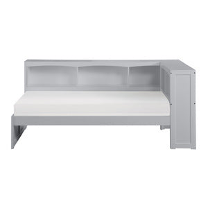 OrionTwin Bookcase Corner Platform Bed GREY