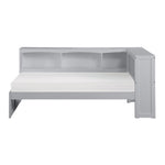 OrionTwin Bookcase Corner Platform Bed GREY