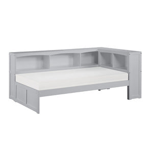 OrionTwin Bookcase Corner Platform Bed GREY