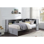 OrionTwin Bookcase Corner Platform Bed GREY