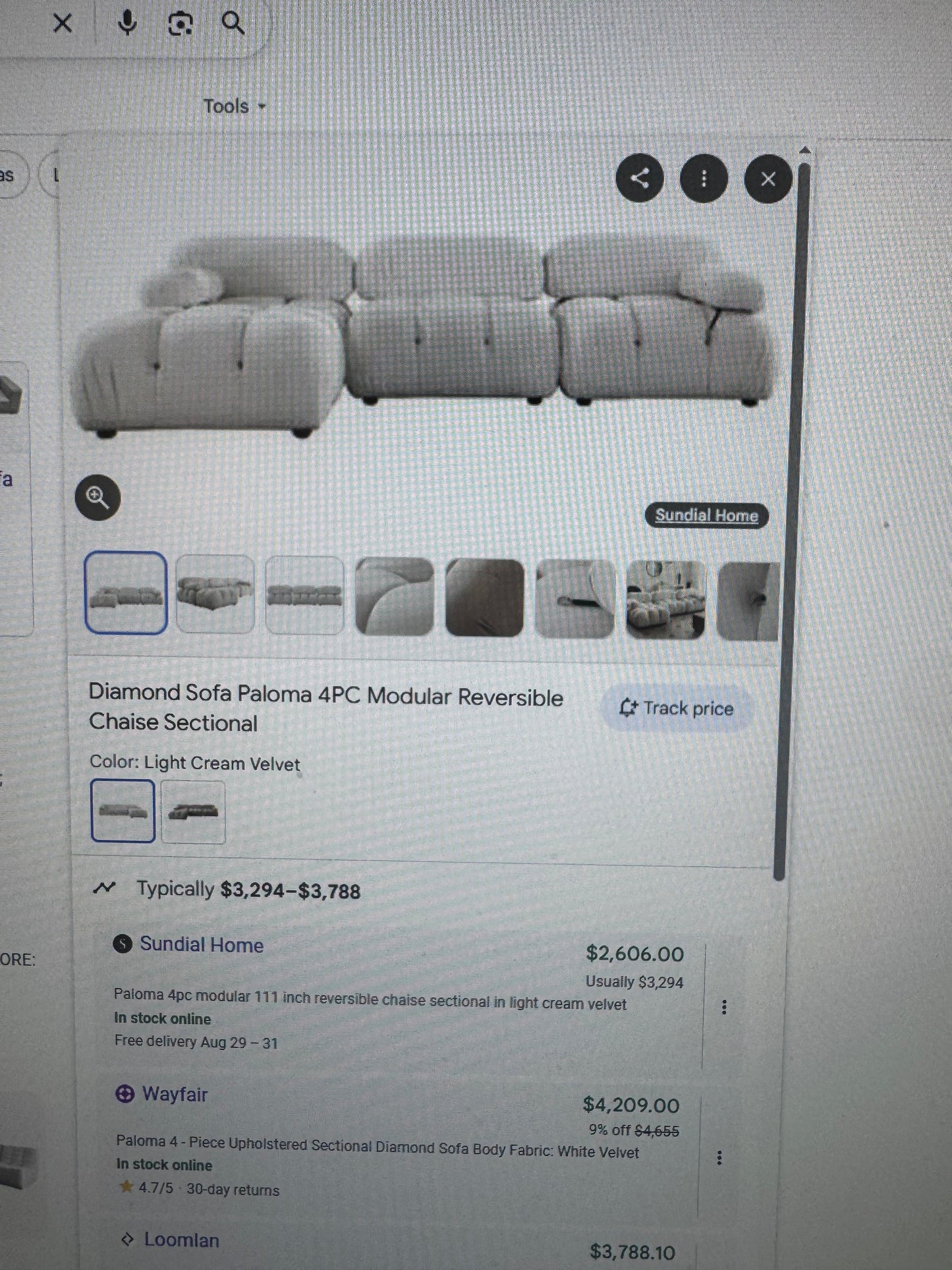 DIAMOND SOFA INC. - PALOMA SECTIONAL 5PCS