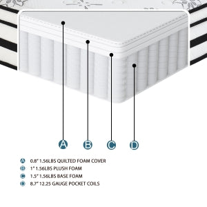 Vela California King 12" Hybrid Mattress