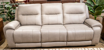 Real Moments PWR REC Leather Sofa w/Audio Seating ASH