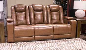 Gruaro PWR REC Leather Sofa with ADJ Headrest AMBER