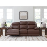 VonRyan PWR REC Leather Sofa with ADJ Headrest TOBACCO