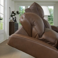 VonRyan PWR REC Leather Sofa with ADJ Headrest TOBACCO