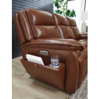 Glencroft PWR REC Leather Sofa with ADJ Headrest SAHARA