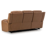 Knightington PWR REC Leather Sofa w/Audio Seating CARAMEL