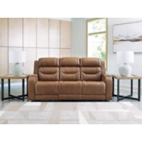Knightington PWR REC Leather Sofa w/Audio Seating CARAMEL