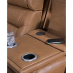 Knightington PWR REC Leather Sofa w/Audio Seating CARAMEL