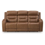 Knightington PWR REC Leather Sofa w/Audio Seating CARAMEL