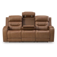 Knightington PWR REC Leather Sofa w/Audio Seating CARAMEL