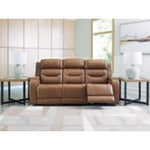 Knightington PWR REC Leather Sofa w/Audio Seating CARAMEL