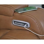 Knightington PWR REC Leather Sofa w/Audio Seating CARAMEL