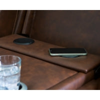 Knightington PWR REC Leather Sofa w/Audio Seating BROWN