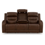 Knightington PWR REC Leather Sofa w/Audio Seating BROWN