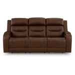 Knightington PWR REC Leather Sofa w/Audio Seating BROWN