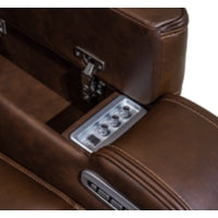 Knightington PWR REC Leather Sofa w/Audio Seating BROWN