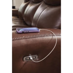 Next Move PWR REC Leather Sofa with ADJ Headrest MAHOGANY