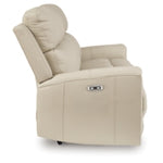 Dahlmoore Reclining Leather Power Sofa ALMOND