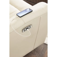 Dahlmoore Reclining Leather Power Sofa ALMOND
