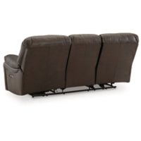 Leesworth Reclining Leather Power Sofa DARK BROWN