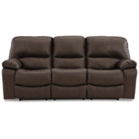Leesworth Reclining Leather Power Sofa DARK BROWN